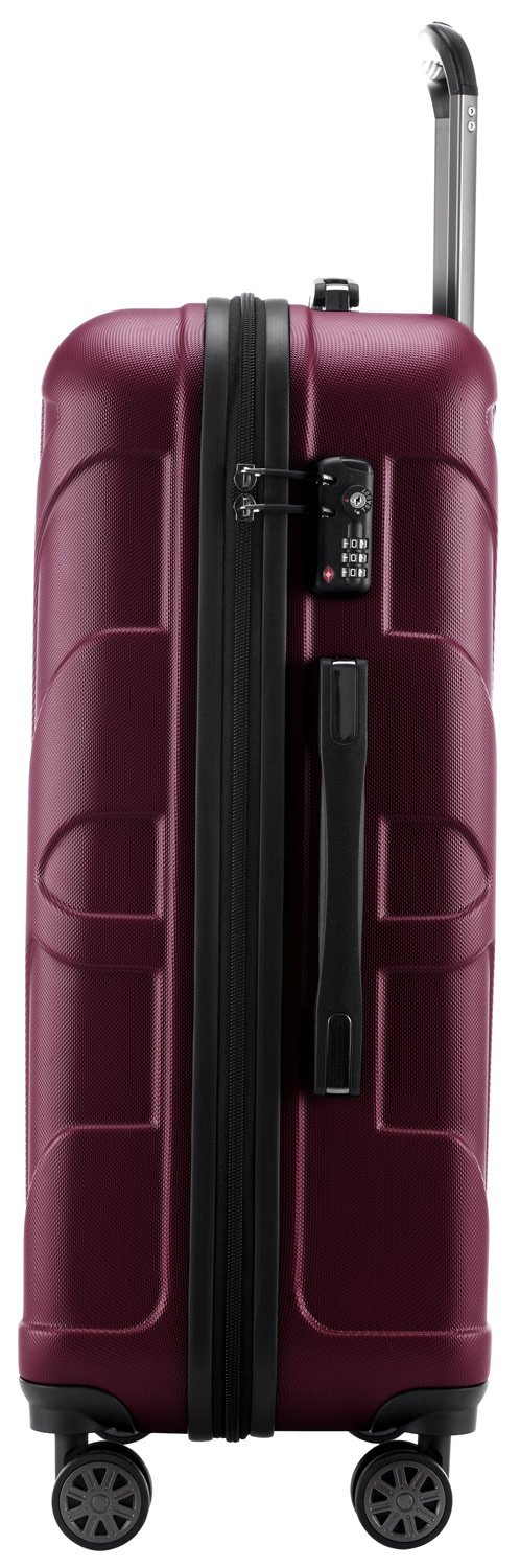 Suitline Zestaw walizek 3 sztuki ABS twarde kabinowa 55 cm średnia 66 cm duża 76 cm rozszerzane z zamkiem TSA 4 podwójne koła uchwyt teleskopowy, bordowy