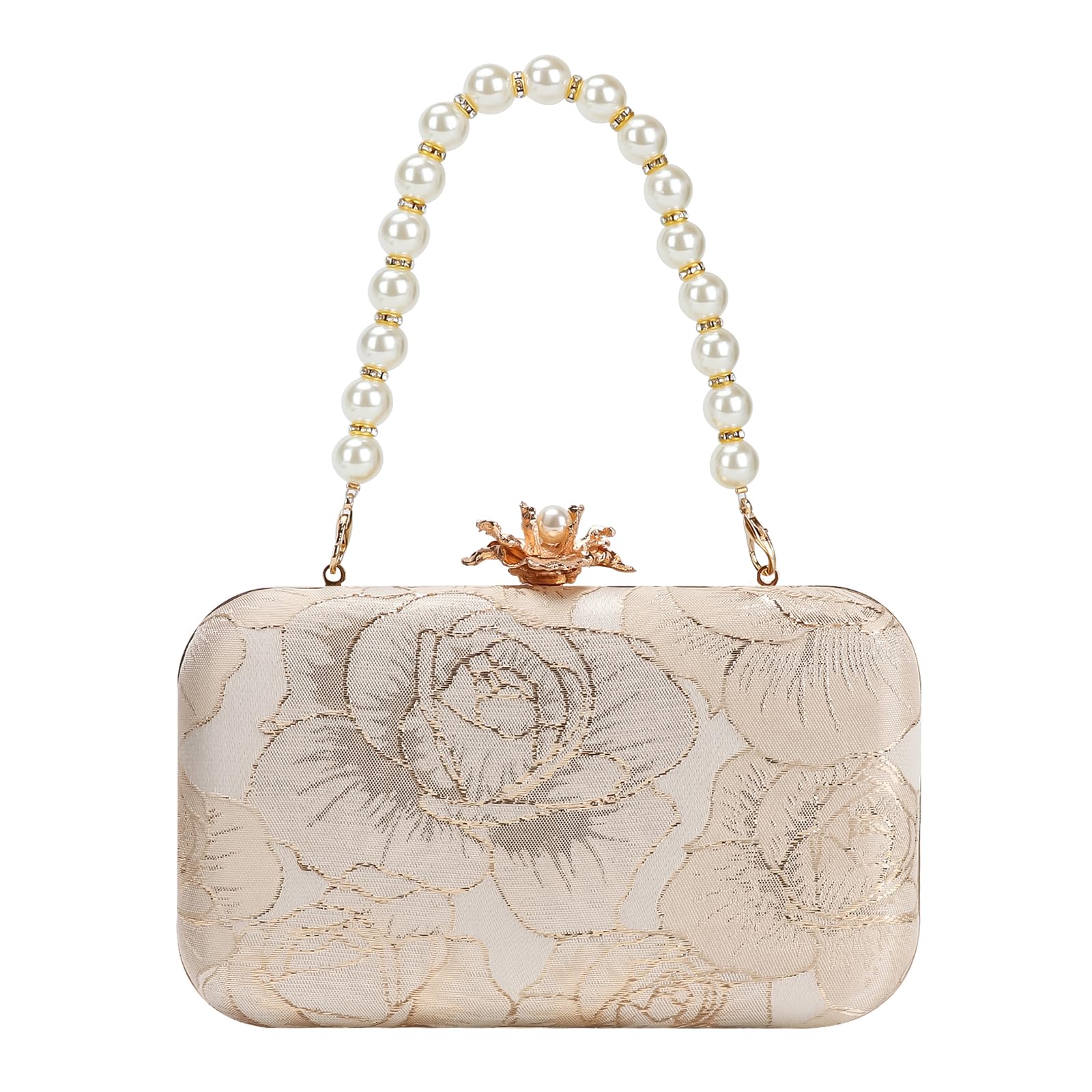 Womens Vintage Floral Embroidery Clutch Evening Handbag Shoulder Bags Purse for Wedding Party Prom