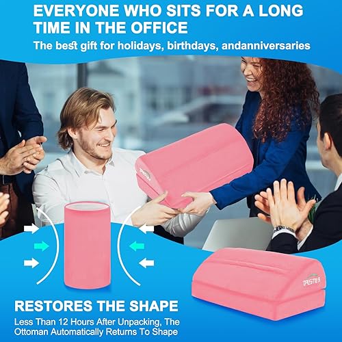 Miniatura 7 de TALSTILA Reposapiés para debajo del escritorio en el trabajo, reposapiés con bolsillo cálido para pies de felpa, taburete ergonómico de 2 alturas