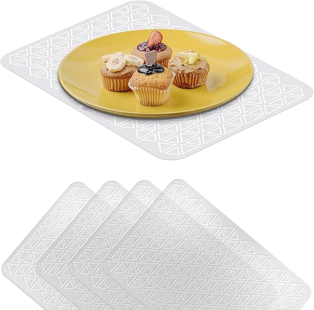 VILSTO Transparent Clear Matte Placemats, Mats for Table, Dining, Kitchen, Set of 4, Protective, Waterproof, Washable, Durable, Room Décor