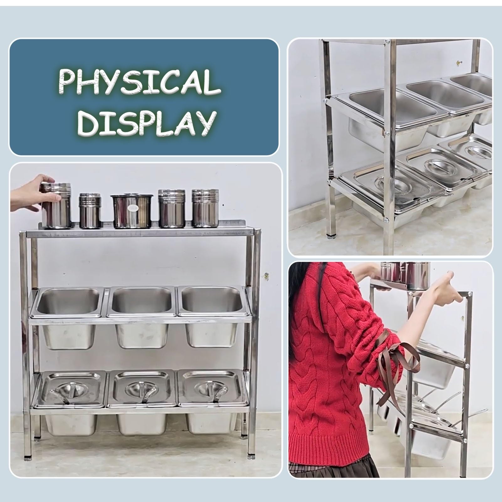 Adjuble inless Steel Se Rack con coperchio - Armadio salvaspazio Sto Solut per condimenti da cucina e dispensa - Perfetto per la casa nizat
