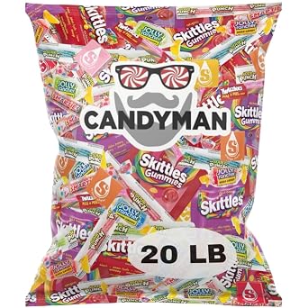 CANDYMAN Assorted Candy Variety Pack 20lbs, Candy Bulk Individually Wrapped, Party Favors Goodie Bags, Pinata Stuffers, Birthday Parties, Fathers Day, Ship Cold