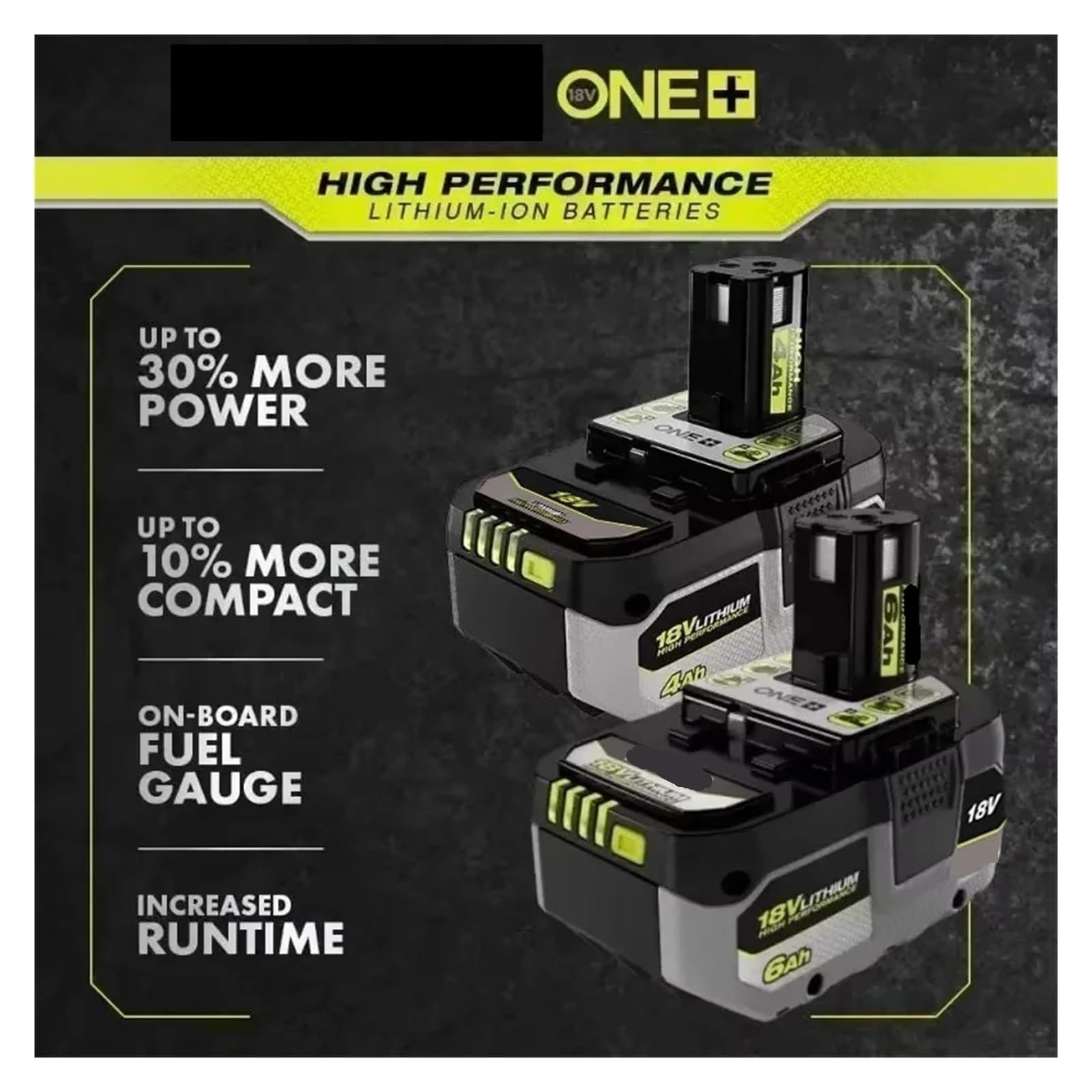Batería de Litio Compatible con RYOBI de 18 V sin Efecto Memoria, Adecuada for Todas Las Herramientas One+ P104, P107(4Ah Charge)