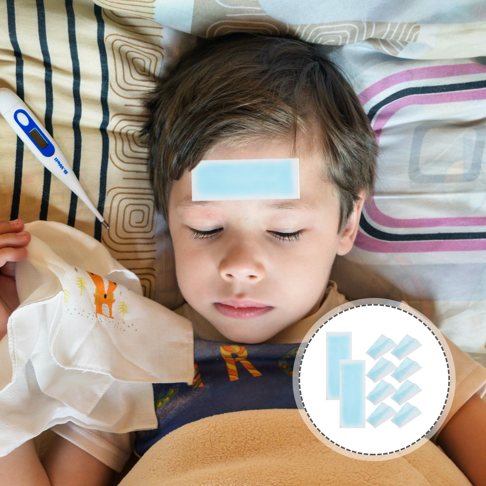 50 Stück Kühlpflaster Für Sommer - Kühlende Gel-Patches Zur Linderung Von Kopfschmerzen, Fieber Und Migräne - Tragbare Kühlpads Für Kinder Und Erwachsene
