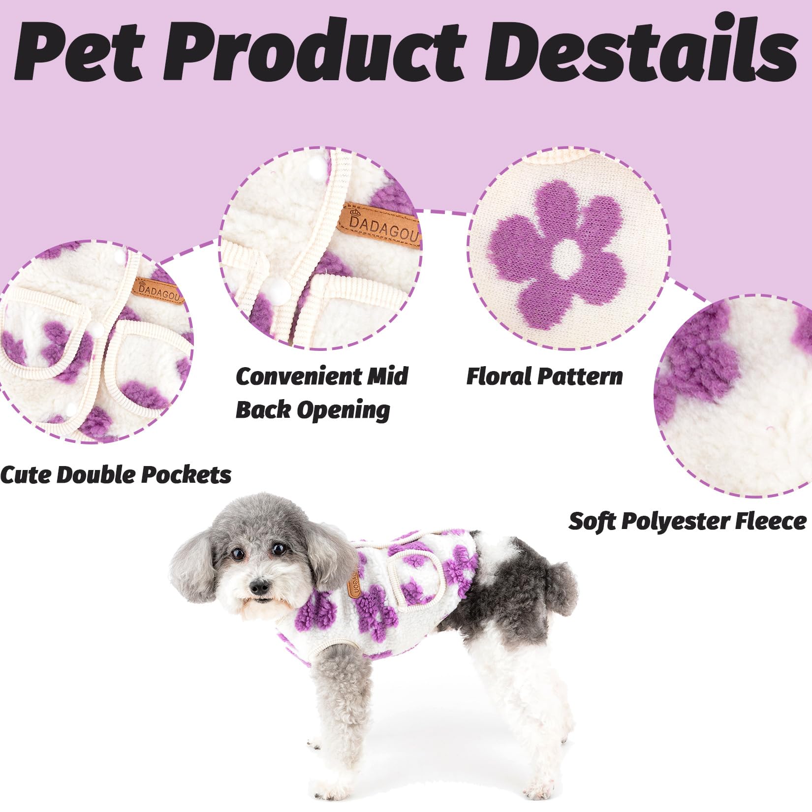 Amazon | RANPHY 犬服 秋冬 セーター フリース素材 小型犬 花柄 子犬服