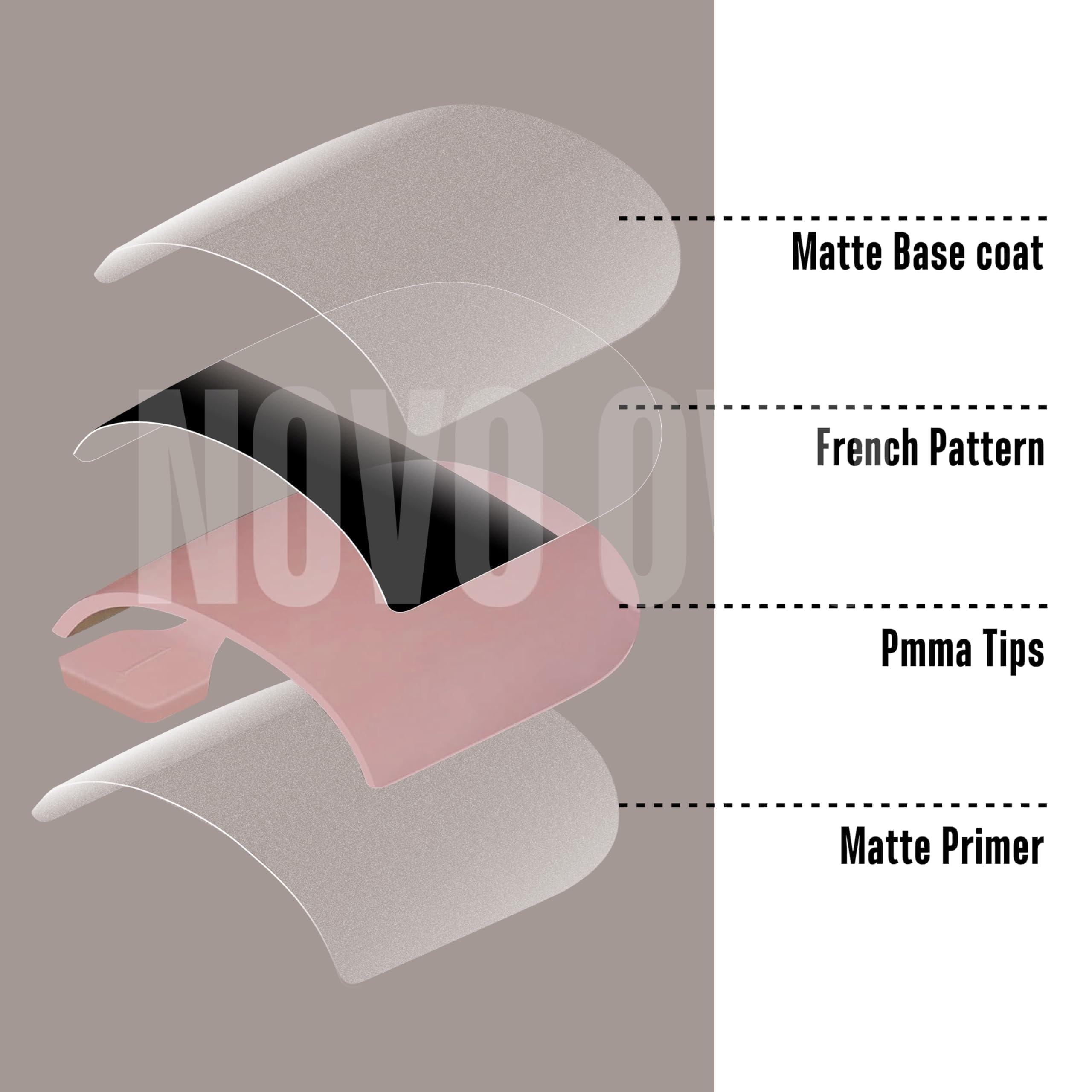 NOVO OVO Halloween Black French Tip Toe Nail Tips Press on - Image 3
