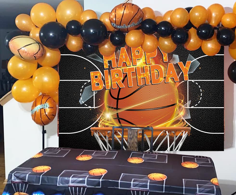 Toile De Fond Anniversaire Basket 1,5 X 0,9 M – Décor Terrain Tune Squad Pour Garçons, Fête Sport Enfants Ados, Photobooth Happy Birthday