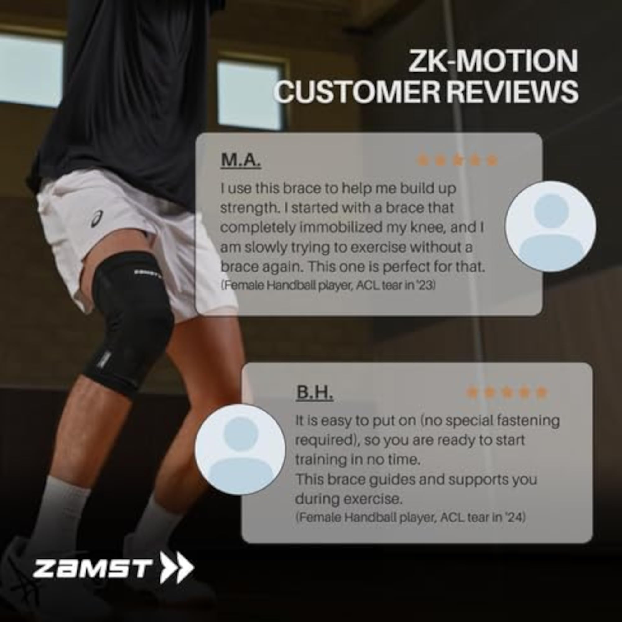 Zamst ZK-Motion Knee Kniebandage, Sport-Kniebandage, gepolstert, 3D-Patella-Polsterung, funktionelle Unterstützung aus Kunstharz, ideal für Volley, Basketball, Fußball, Padel, Tennis und andere