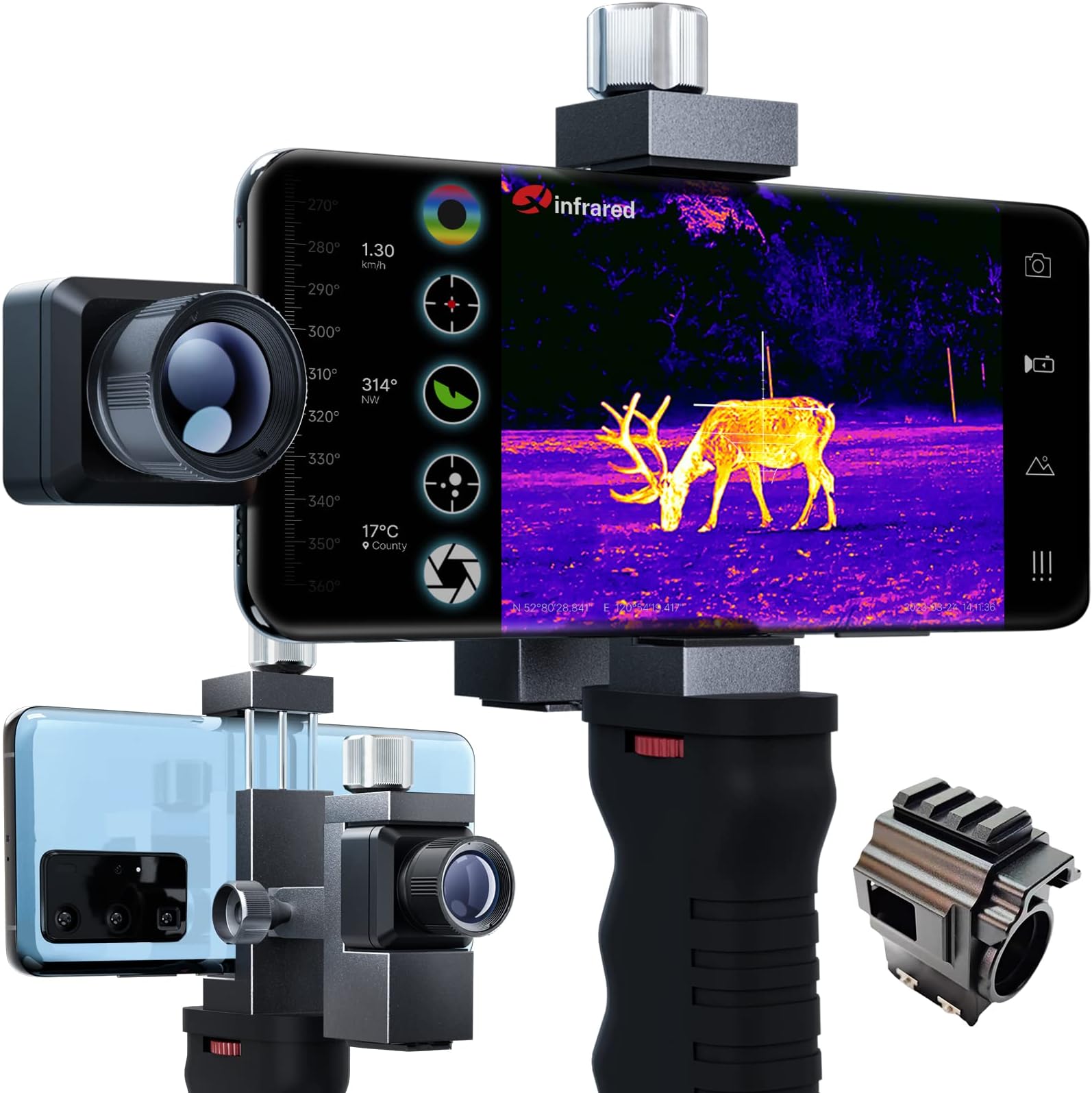 Xinfrared T2 Pro Thermal Night Vision Monocular for Android, Deer at 780+ Yards, Thermal Goggles for Phone with HD Super Resolution, 15X Zoom Thermal Binoculars for Hunting with Scope Mount - Android