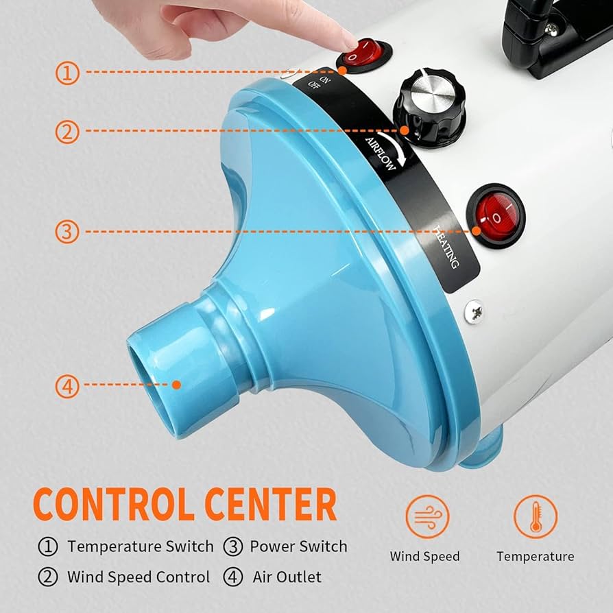 GOLADA 犬用ドライヤー 3.2HP/2400Wペットドライヤー（ブラック）