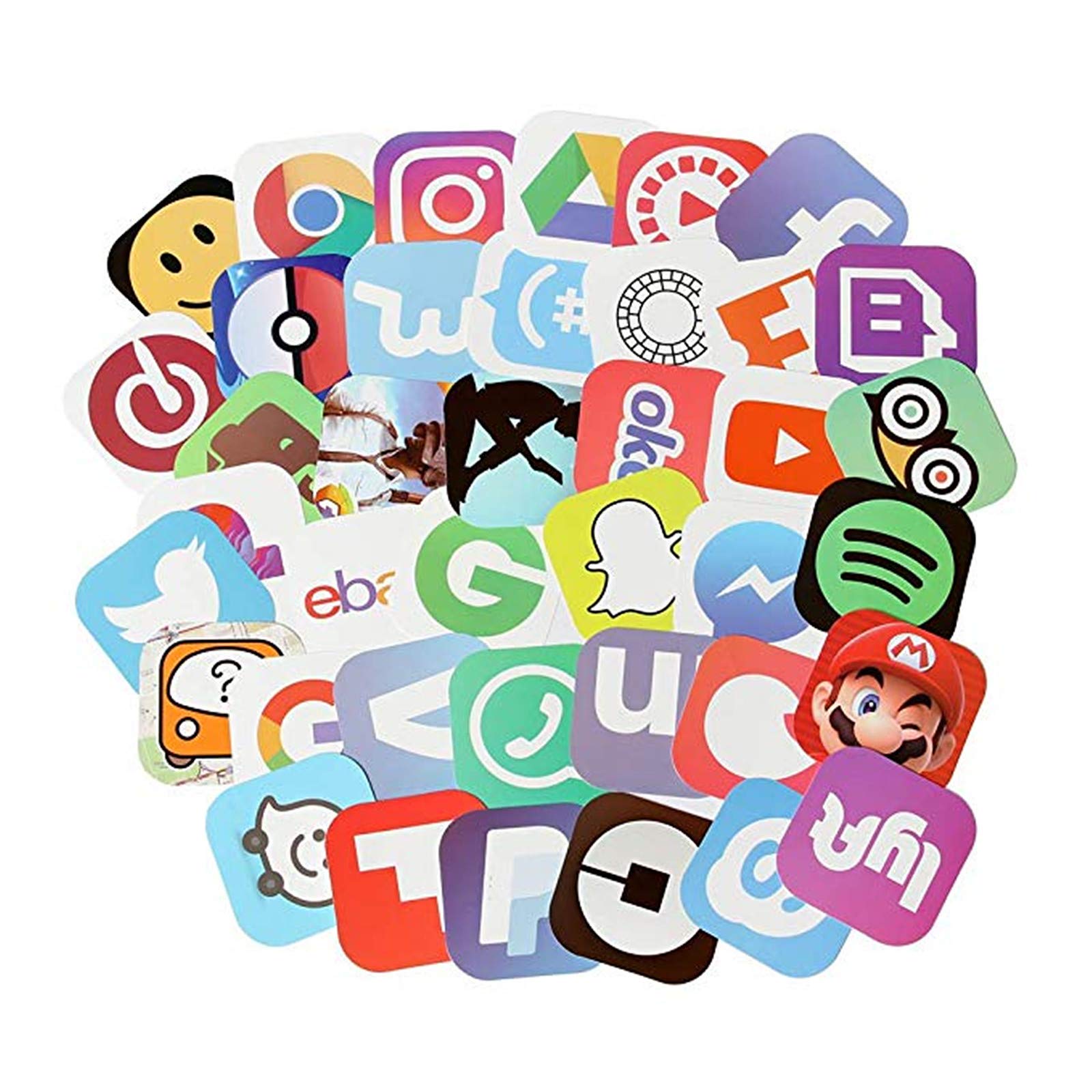 Buy 50 App Stickers, Social Media Stickers for Laptop and Anywhere, Vinyl Decals, UV Protected