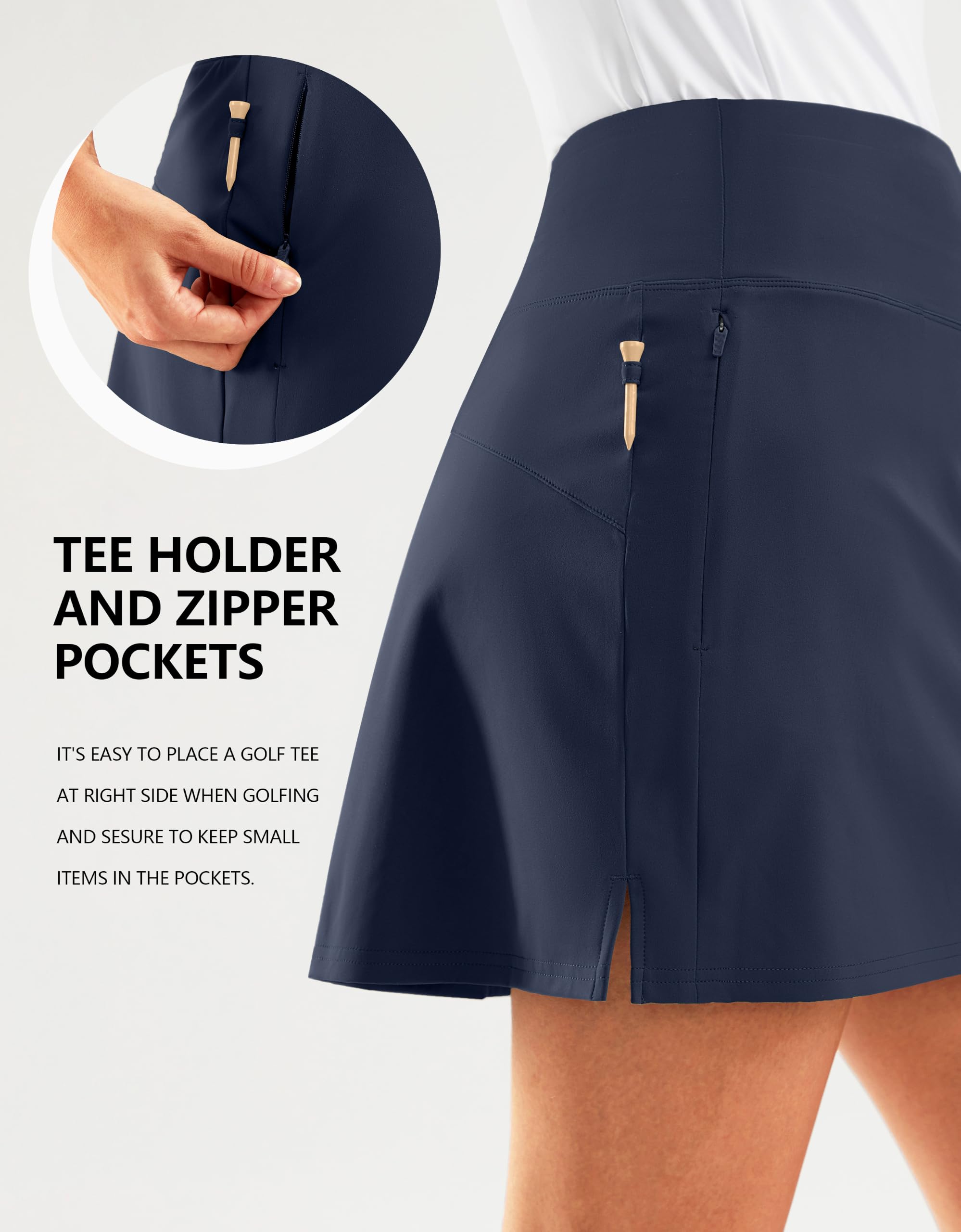 SANTINY Gonne da golf da 40,6 cm per le donne con tasche con cerniera Gonna da tennis a vita alta da donna Gonna atletica