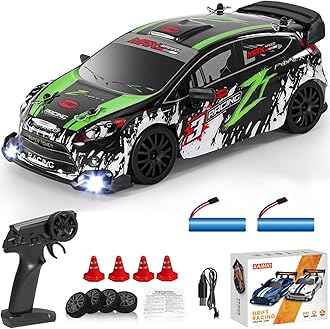 1:24 Scale RC Drift Car 4WD 2.4GHz 30KM/H High Speed Racing Sport Toy Car with LED Lights, Racing and Drift Wheels (8605-Green)