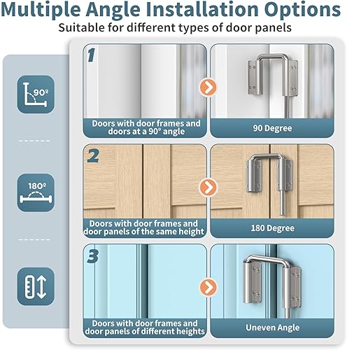 Miniatura 5 de Cerradura de bucle de puerta corredera mejorada, cerradura multiángulo en forma de U de 2.38 pulgadas para puerta corrediza de granero de 90180
