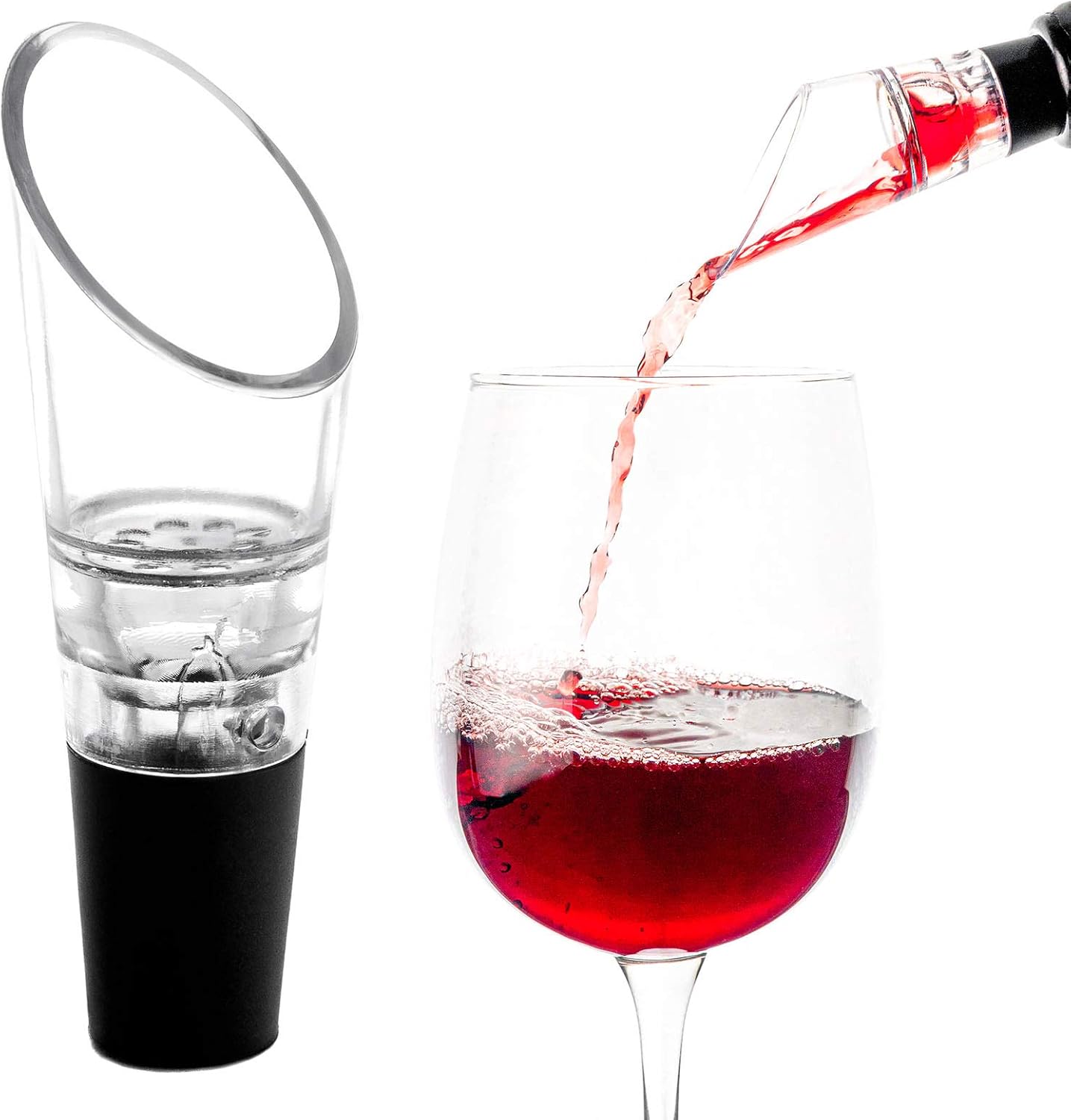 AKORD White/Red Wine Aerator Pourer Pour Spout, Acrylic, Multi-Colour, 7 x 3 x 3 cm