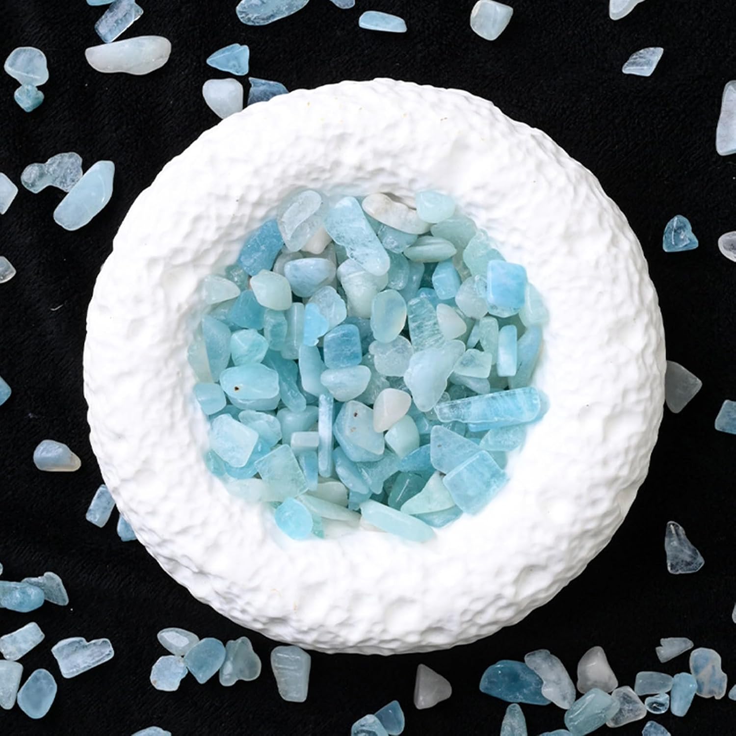 500g Natural Aquamarine Crystal Crushed Stones | Raw Blue Crystal Chips, Healing Gemstone Gravel for Fish Tank Aquarium Landscape