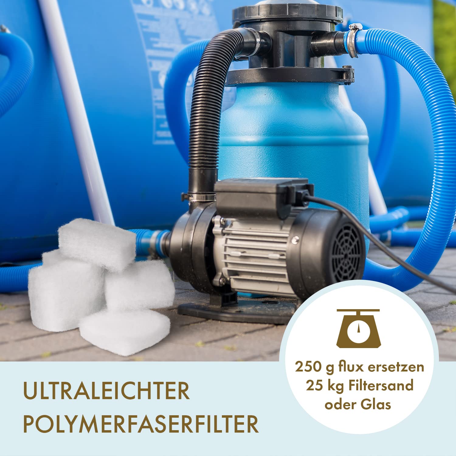 POOL Total Filter Flux Gold 3-lagig 500 g - Hightech Filtermaterial für Pools - Kompatibel mit Allen handelsüblichen Sandfilteranlagen - Ersetzt Filtersand Filterbälle oder Filterglas
