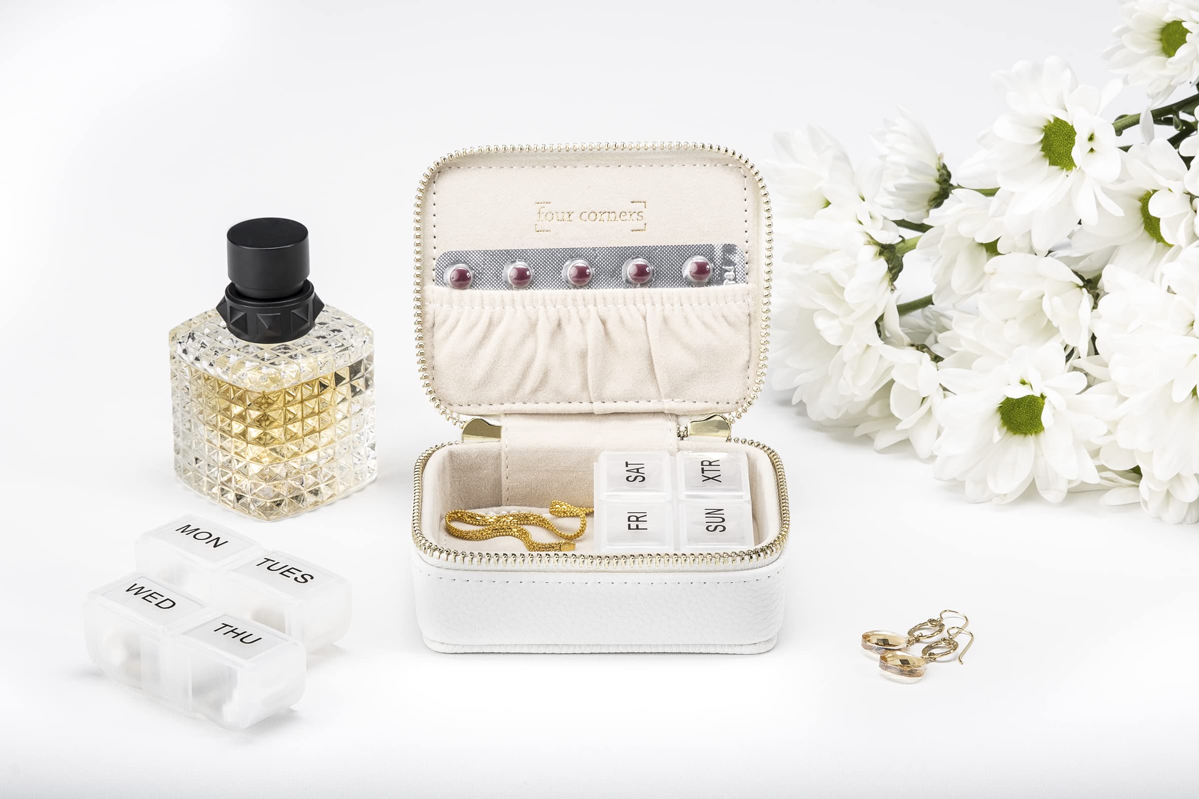 Caja de medicamentos de viaje con organizador extraíble de vitaminas y suplementos de siete días - Organizador de pastillas de viaje