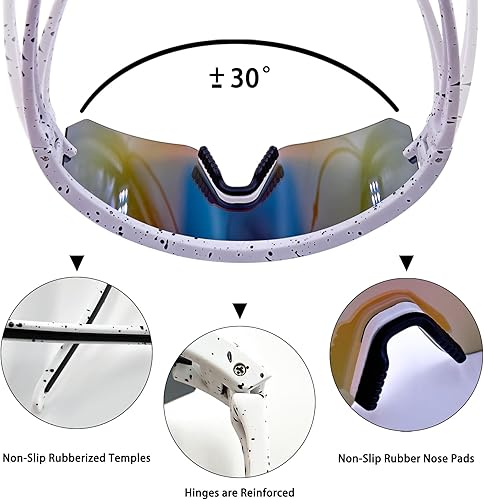 Miniatura 9 de IKTOD Gafas de sol deportivas polarizadas UV400 para hombres, mujeres y jóvenes  béisbol, softbol, gafas de ciclismo para niños, estilo bandera