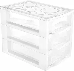 Ordene - Gaveteiro Plástico Médio com 3 Gavetas, Cor Cristal, Linha Bel, Ordene