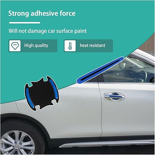 Miniatura 5 de 8 calcomanías reflectantes protectoras para manija de puerta de automóvil, fibra de carbono 3D universal, protector de pintura para manija de puerta
