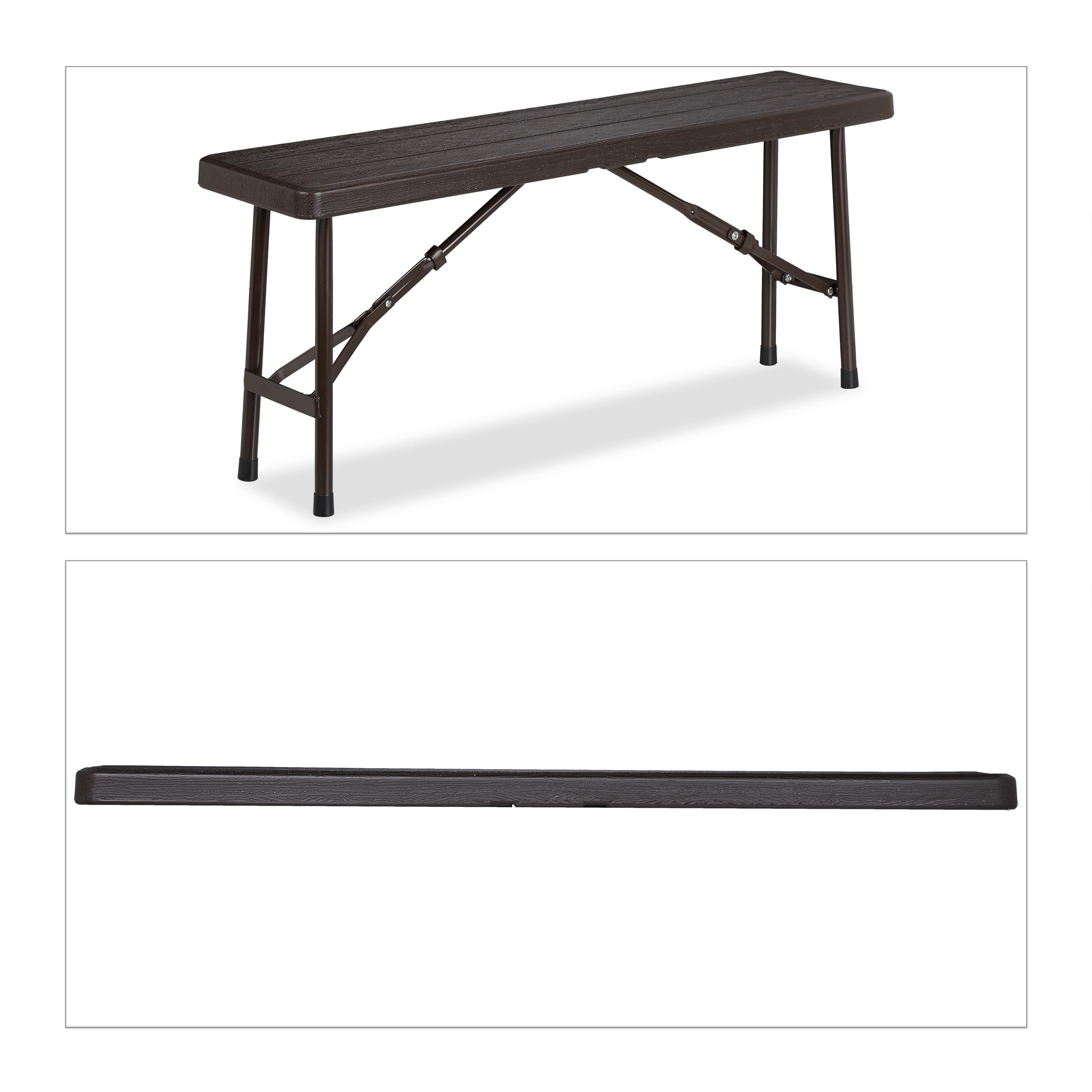 Relaxdays Panchina Pieghevole, Set da 2 Panche da Birreria Terrazza & Giardino, Effetto Legno, HLP 42x100x25 cm, Marrone