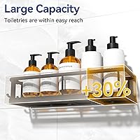 Vista 5 de YASONIC Organizador de Ducha Adhesivo, Organizadores de Ducha de Baño Sin Taladro, con Ganchos Removibles y Portajabón, Estantes de Ducha a Prueba