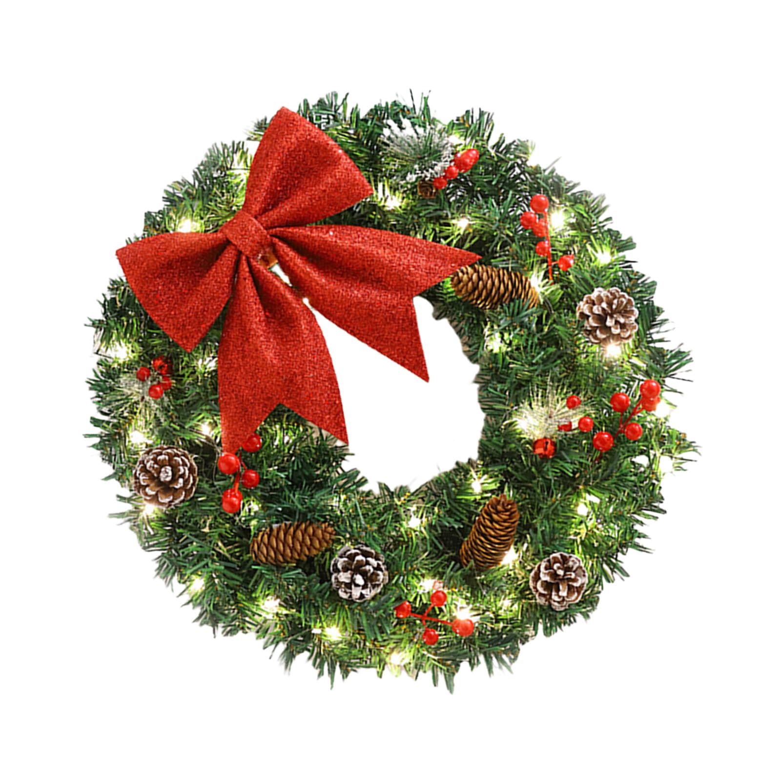 Couronne de baies artificielles lumineuse pour décoration de Noël et mariage