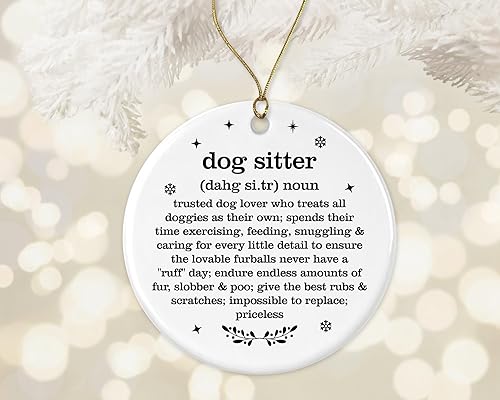 Adorno de Navidad para cuidador de perros, regalo de diccionario de definición de cuidador de perros, para cuidadores de perros, adorno de mejor