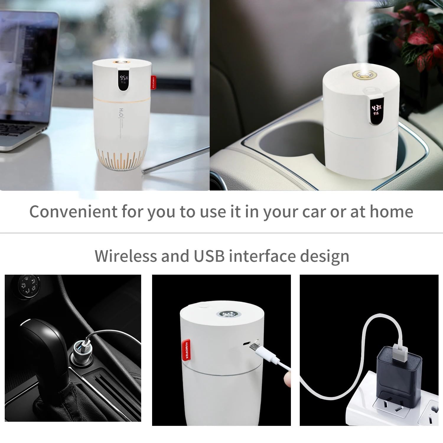 Nawilżacze 450ML przenośny dyfuzor olejków eterycznych z mgiełką USB akumulator dyfuzor do aromaterapii do samochodu Mini Nawilżacz USB