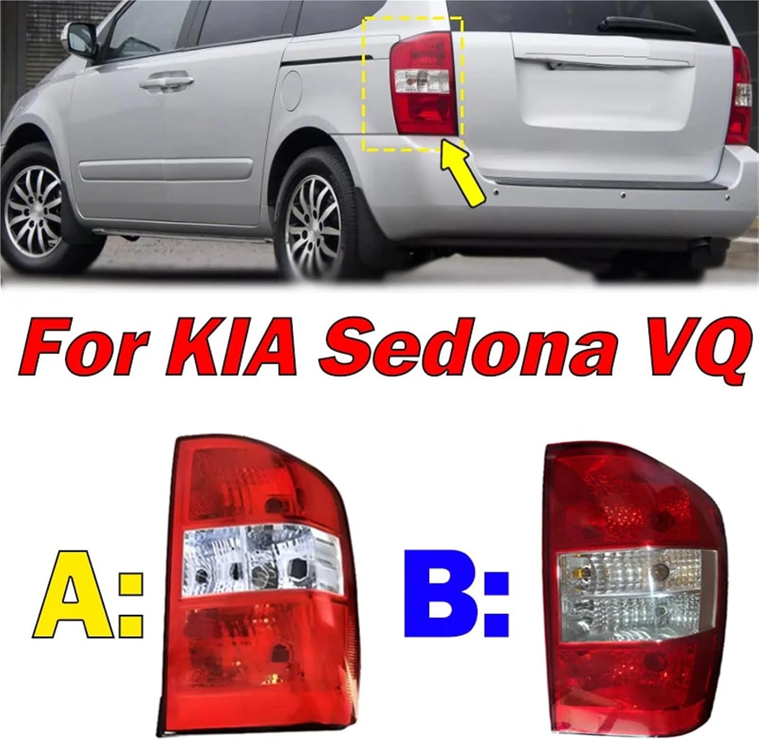 Compatible With KIA Sedona VQ Car Accessories Rear Bumper Tail Light Signal Lamp Driving Light Brake Light Taillight Assembly 924014D110(B-Right)