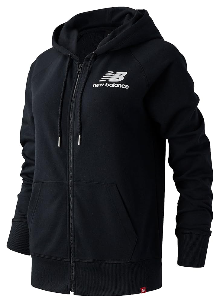 New Balance Women's NB Essentials Full Zip Hoodie, Black, X New Balance Women's NB Essentials Full Zip Hoodie, Black, X
