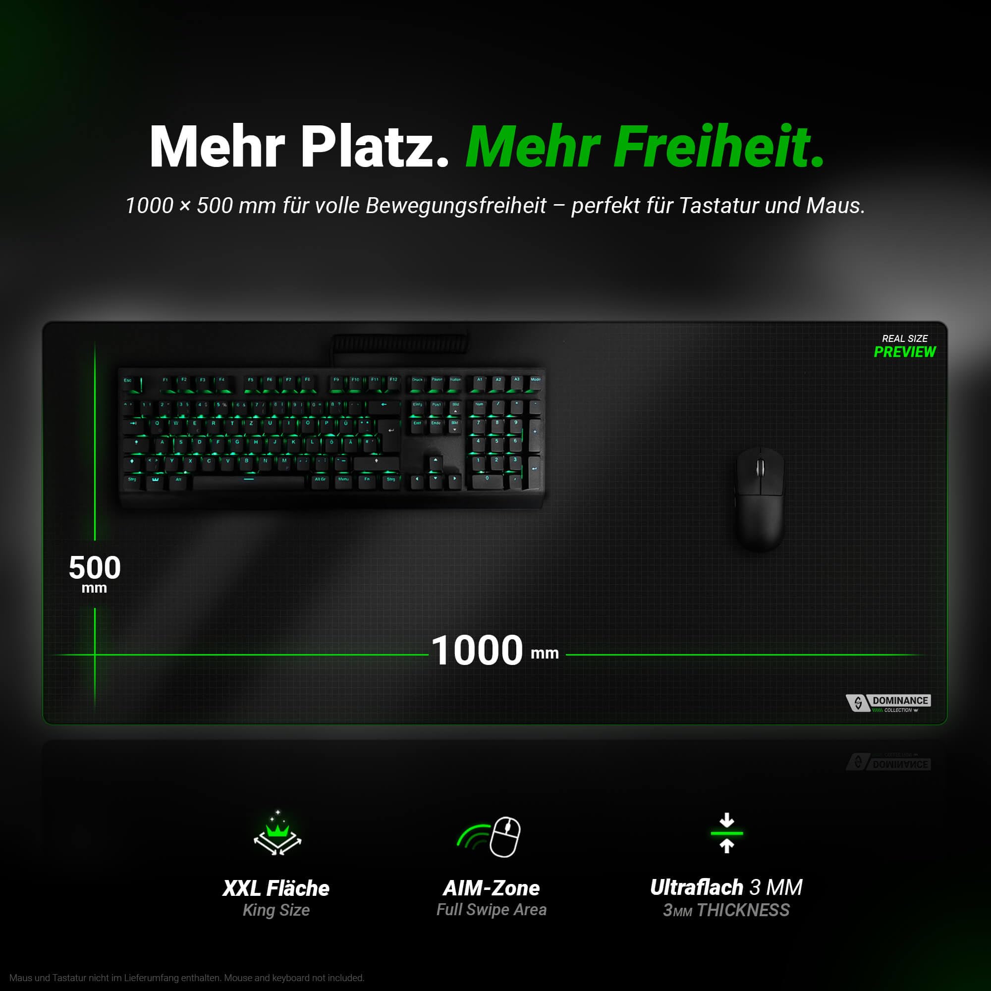 SensoryBoost FlickSTORM – Speed Gaming Mauspad XXL (100×50 cm) Zero-Stoffoberfläche für maximale Geschwindigkeit - Ultra schnell, 3 mm, Flacher Rand & rutschfest - Premium Schreibtischunterlage