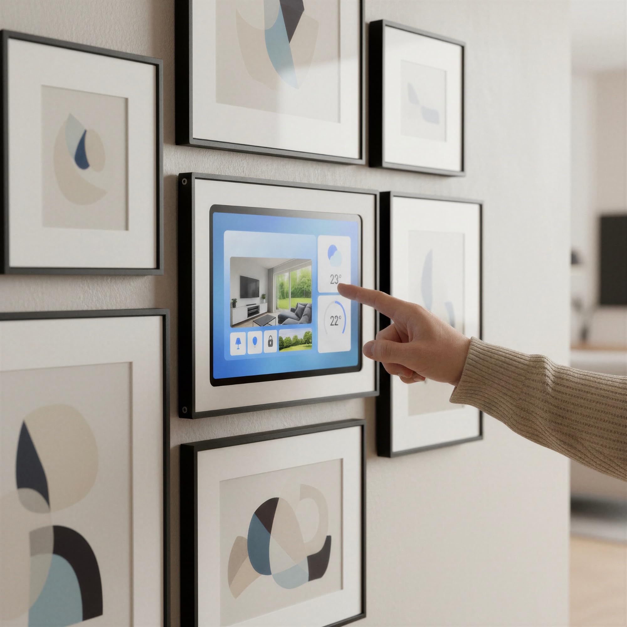 Tablet Wandhalterung für iPad 7./8./9. Generation (10,2 Zoll, 2019-2021) - Passgenaue & Flache Bilderrahmen-Optik für Smart Home Display - Feste Montage mit Kabelführung - Schwarz