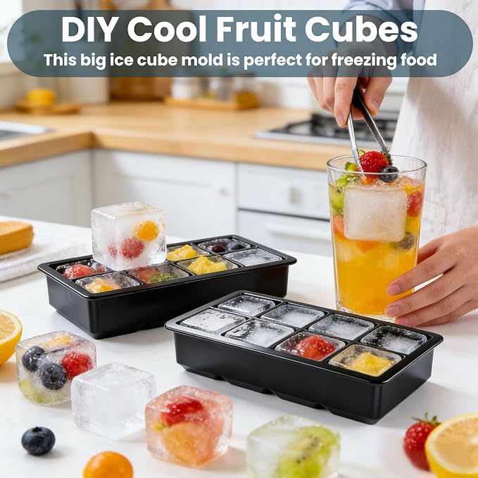 Bandeja para cubos de hielo grande con tapa de silicona miniatura 2