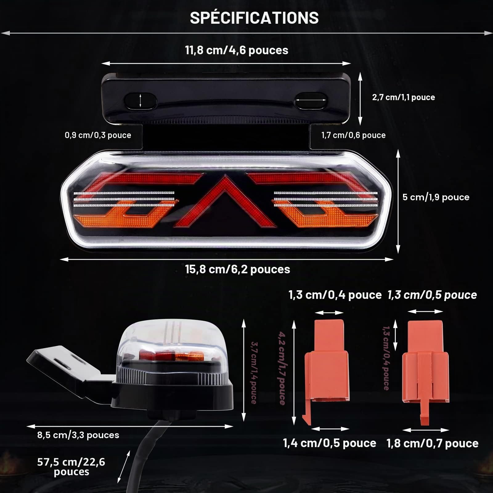Feu Arrière de Moto 12V Multifonctionnel étanche LED Feu Stop Feux de Conduite Clignotants pour Moto.