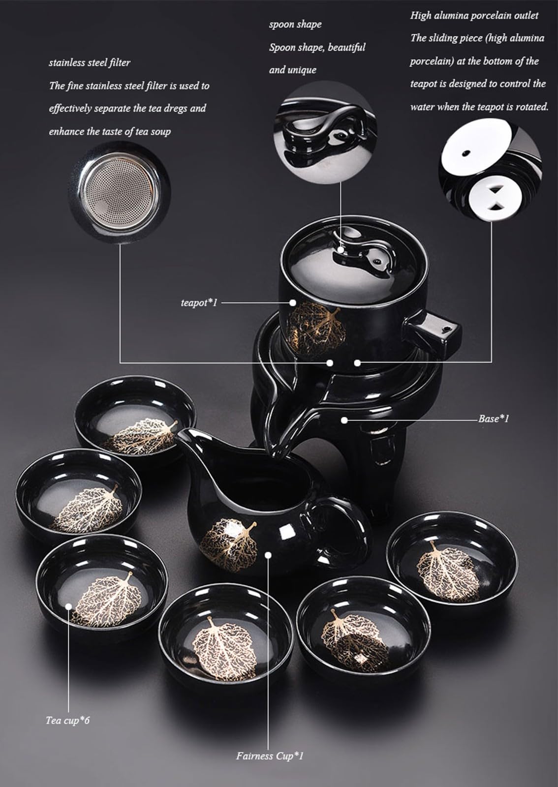 teekanne mit stövchen Matcha Tee Set Automatisches Kung-Fu-Teeset für die Teezubereitung, Artefakt zur Teezubereitung aus Graphit für den Haushalt(Color:C,Size:)