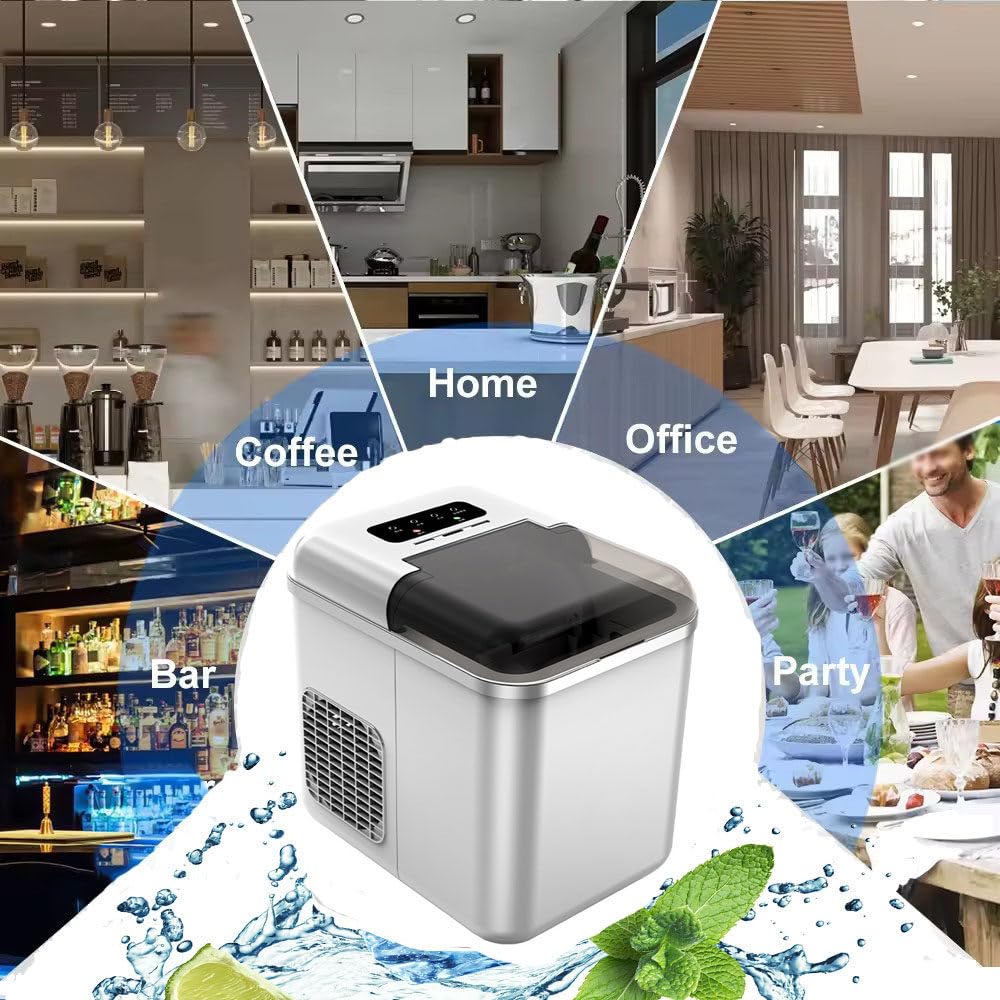 Ymthou Ice Maker Countertop, Portable Ice Machine With Basket And Scoop,26 Lbs/24h,9 Ice Cubes Ready In 7 Mins, 2 Sizes Of Bullet Ice For Home, Kitchen,Camping,RV on Fridge.com - View 6