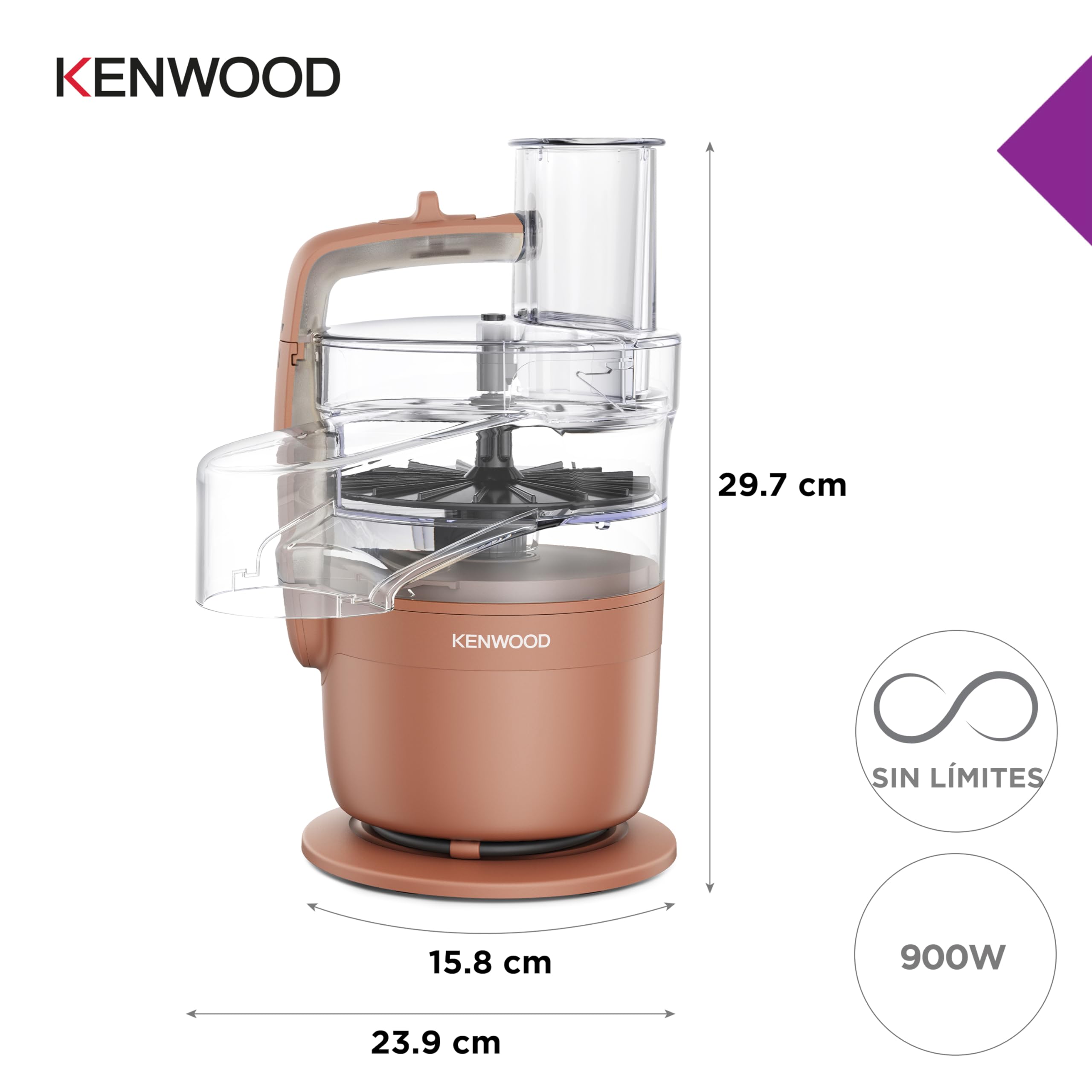 Kenwood MultiPro Compact – Procesador de Alimentos con Express Serve, Cuchilla de Acero Inoxidable, Discos para Cortar y Rallar, Función Pulse, Rojo Arcilla (FDP23.140RD)