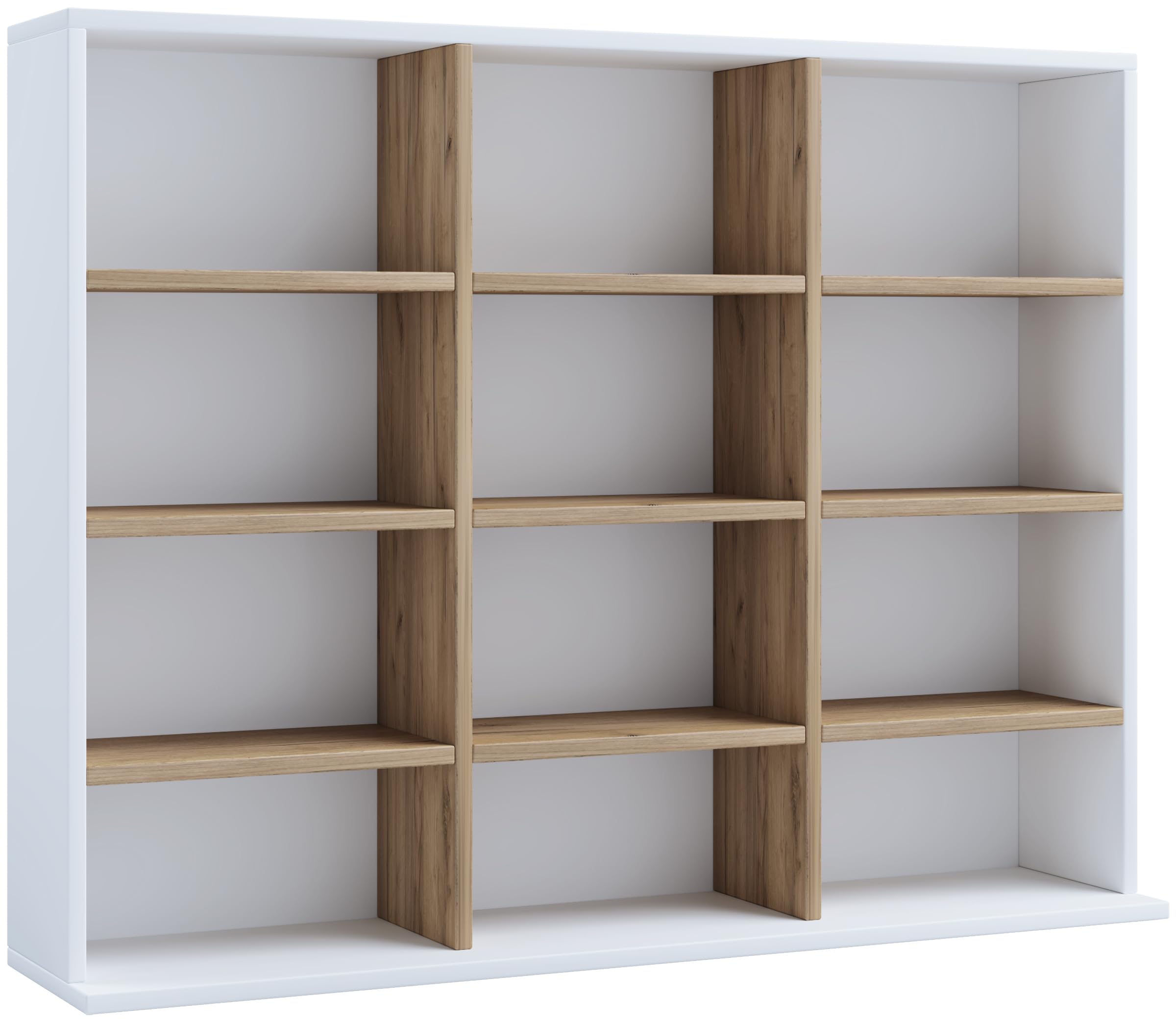 VCM Holzregal stehend, platzsparender CD-Schrank für 480 CDs oder 224 DVDs, Maße:H. 82 x B. 102 x T. 23 cm, Elegantes DVD Regal stehend, Blu-Ray Regal, CD Regal Megosa L