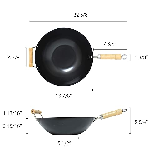 Wok Thunder Group Antiadherente Acero al Carbono Mango de Madera 14 Pulgadas miniatura 2