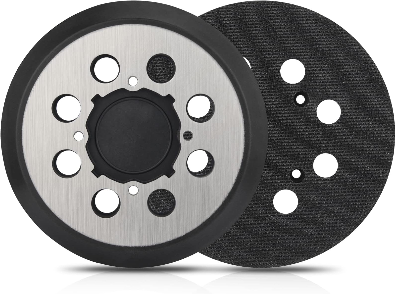 2 Pack 5" 8 Hole Hook & Loop Replacement Orbital Sander Metal Pad Compatible with DeWalt DWE6421 6421K DWE6423 6423K DCW210B Random Orbital Sander Part DWE64233 & N329079 (4 Screw Holes)