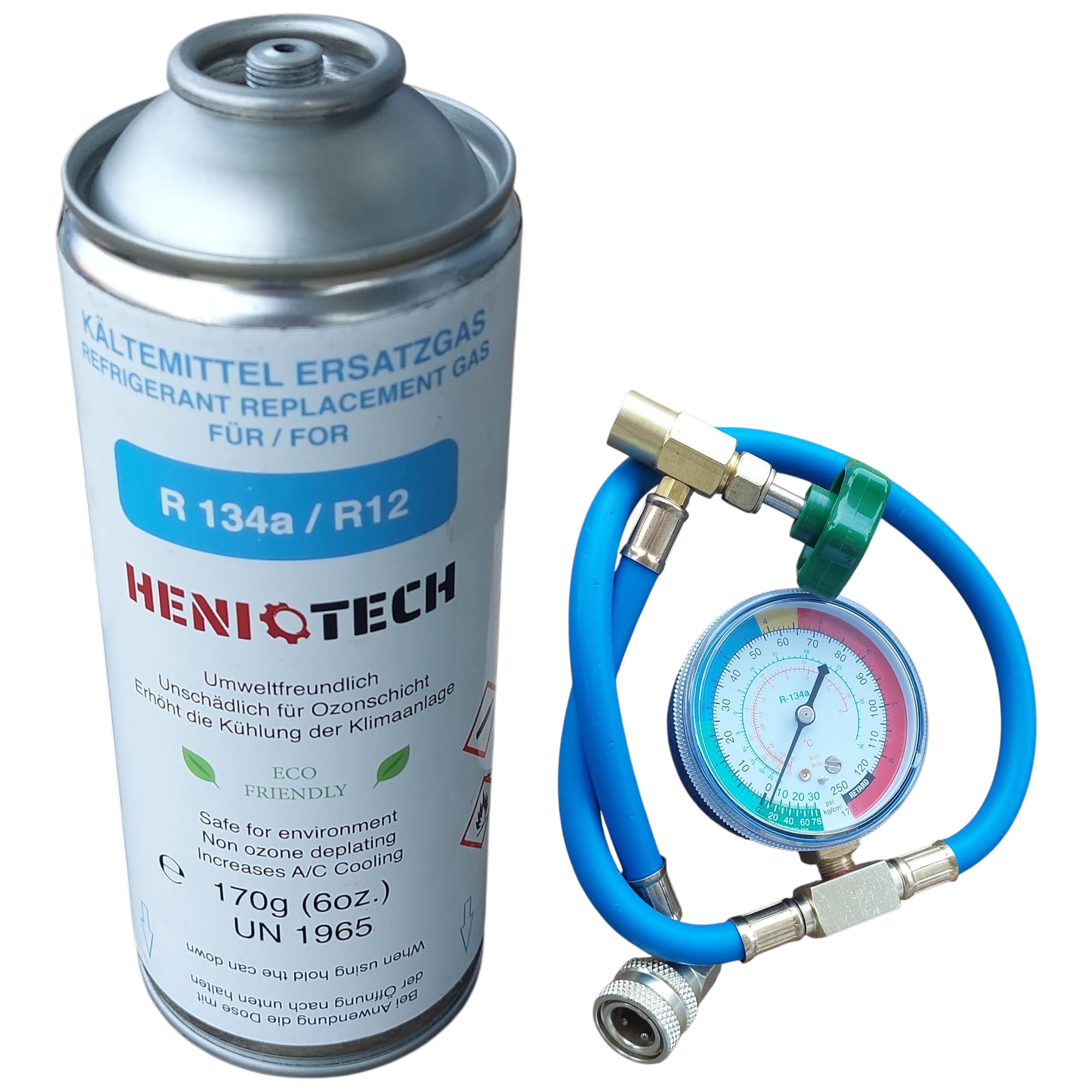 HENIOTECH/COOLBLAST (Versand je nach Lagerbestand) 1 Dose Ersatz Kältemittel R134a - 170g / 453g Befüllset für Auto Klimaanlage