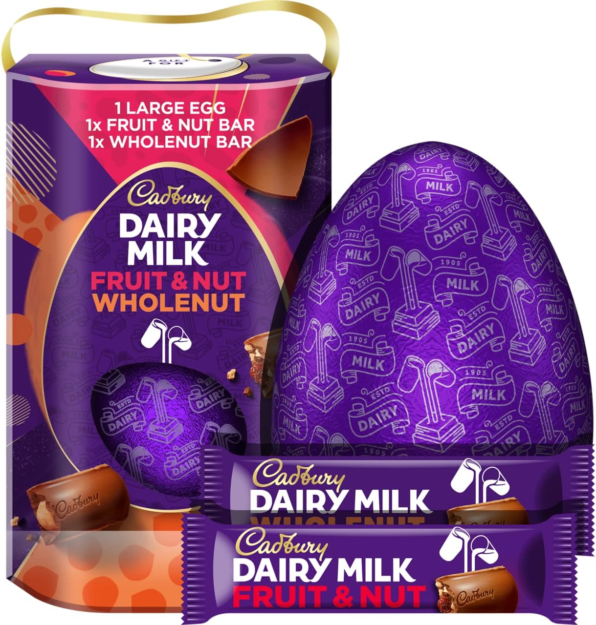 Cadbury Dairy Milk Fruit & Nut and Wholenut Chocolate Easter Egg 249g
