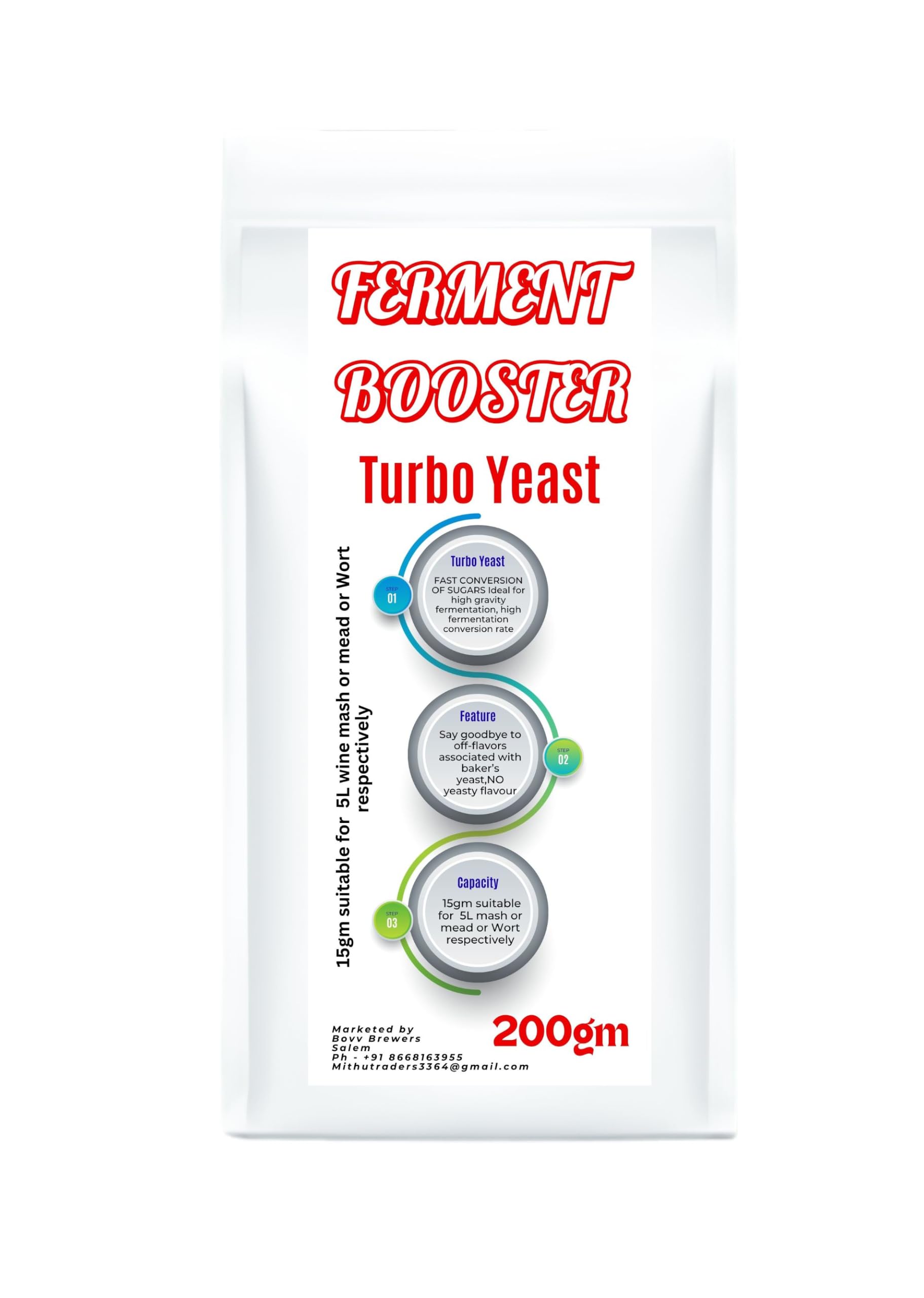 Bovv™ Ferment Booster (Turbo Yeast) all types of Brewing purpose I Fast Conversion I High Gravity Fermentation 200gm-image-48