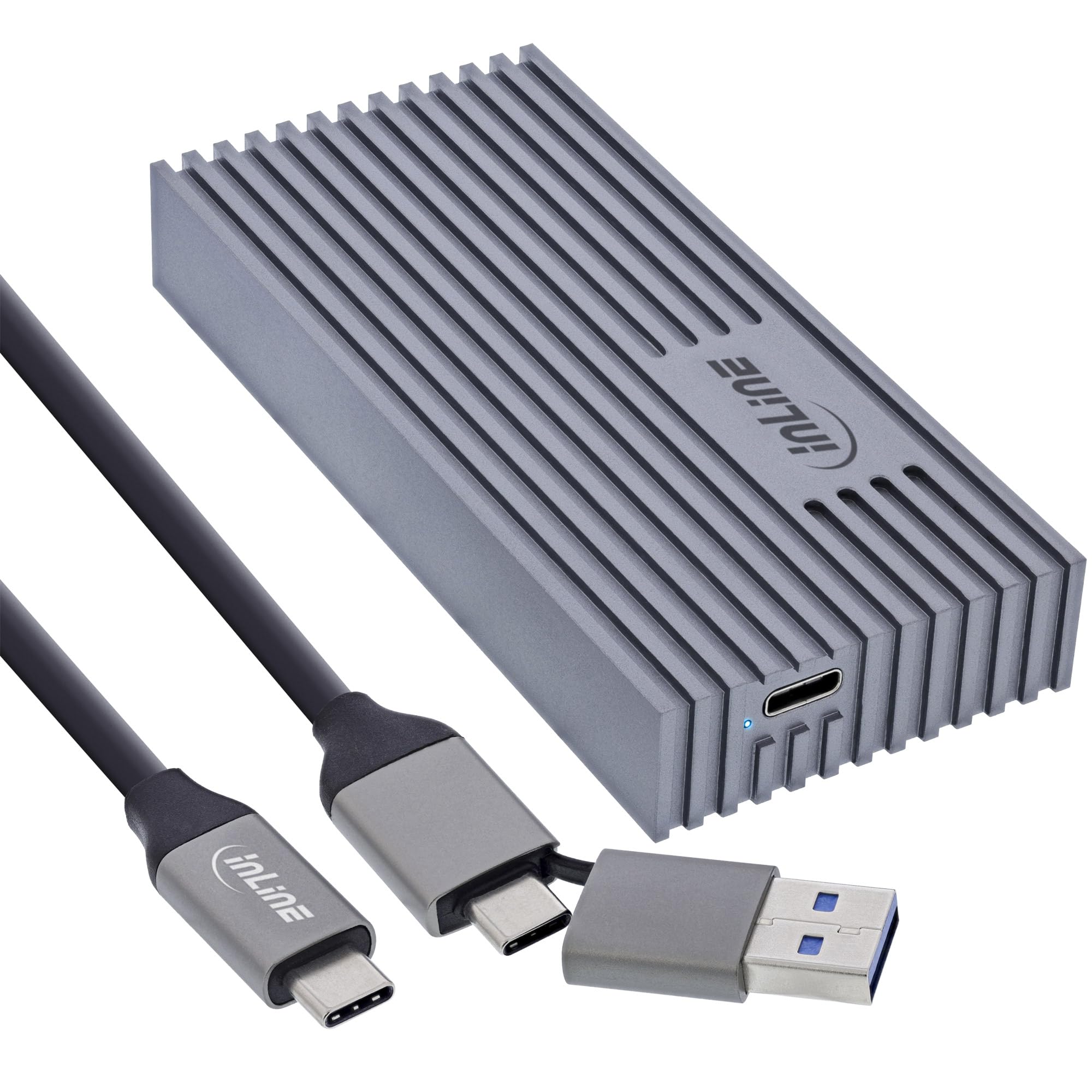 InLine Alloggiamento SSD USB4 M.2, USB-C a M.2 NVMe, in alluminio, fino a 40 Gb/s, compatibile Thunderbolt 3/4, con set di accessori, 00031J
