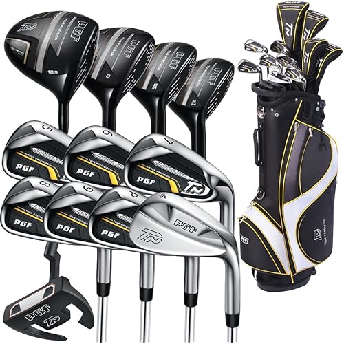 PGF Golf Gold TP Complete Golf Club Package Set for Men & Women [17-Pieces] [Flex: Regular]