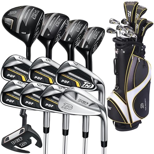 PGF Golf Gold TP Men's Complete Golf Club Package Set [17-Pieces][Flex: Regular][Hand: Right] [Length: 1 Inch LTS]