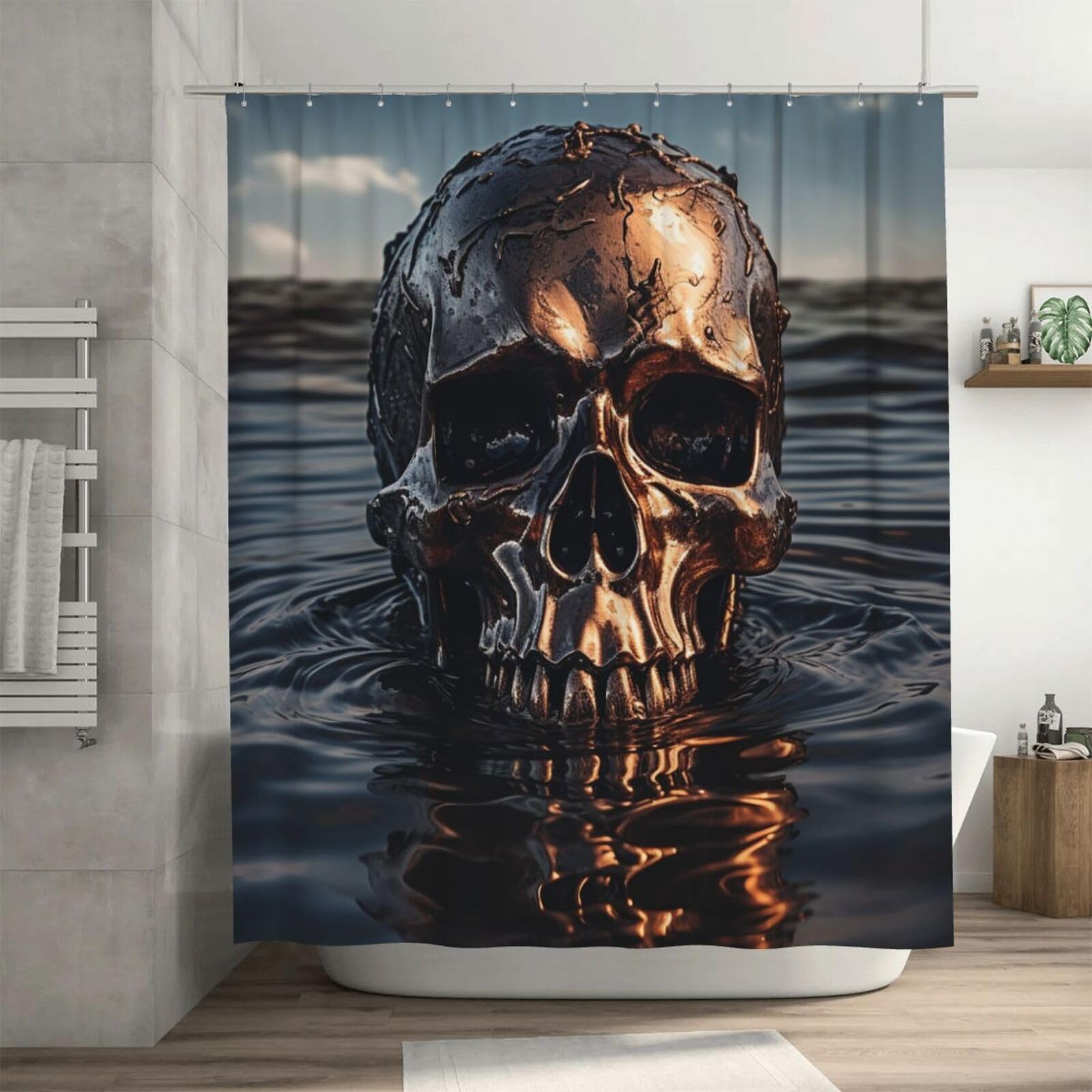 Rideau de douche épais et imperméable en métal anti-rouille 182 cm