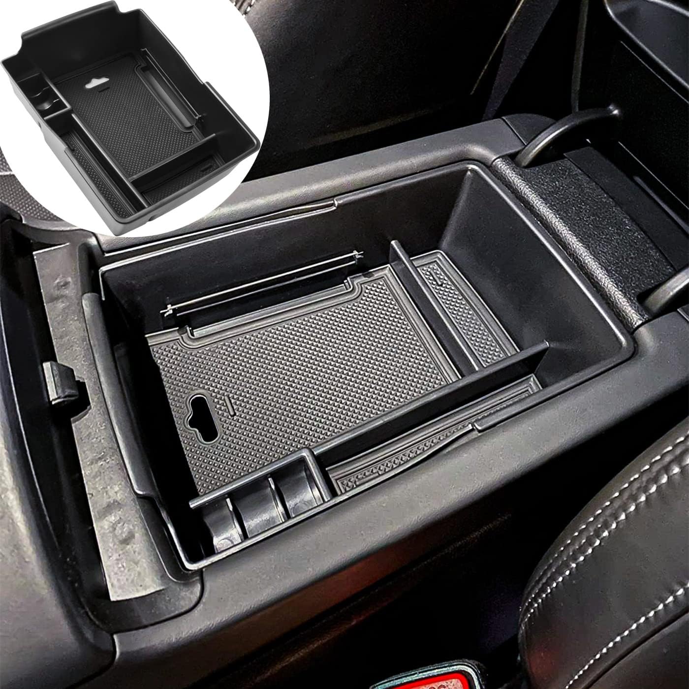 TACORBO Center Console Organizer Compatible with Hyundai Santa Fe TM 2021-2022 & Santa Fe SEL 2022+ Accessories Armrest Secondary Storage Box, ABS Insert Glove Box Tray, Black